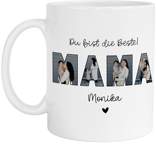 Generisch Muttertag Foto-Tasse Personalisiert Geschenk für Mama mit Foto Fototasse Muttertags Geschenk Muttertagsgeschenk Tasse Beste Mama der Welt Geschenk Geburtstag Keramik Becher - 330 ml - Weiß