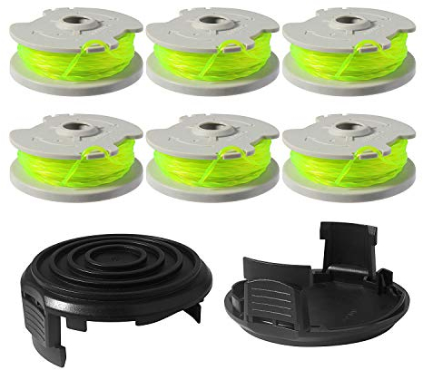 Eyoloty WA0014 WA0037 Fadenspule passend für Worx WG184E WG184 WG168E WG168 WG190 WG191 Rasentrimmer,Ersatzfadenspule Länge 6 m Ø 2 mm (6 Spulen + 2 Kappe)