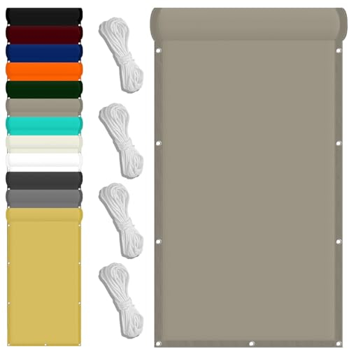 Sonnensegel Wasserdicht 140 x 150 cm Wasserdicht Quadratisch Sonnenschirm Balkon Uv-Schutz-Polyestergewebe mit Seil Sonnenschutz Markise für Balkon Terrasse Und Garten, Khaki