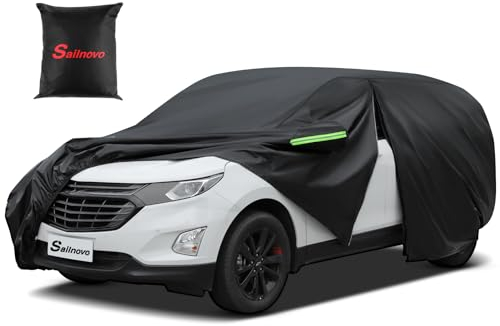 Sailnovo Housse de Voiture SUV imperméable Toutes Saisons,7 Couches Robuste pour Voiture, extérieur, Neige, Soleil, Protection UV avec Fermeture éclair,Ajustement Universel pour SUVJusqu'à 460 cm