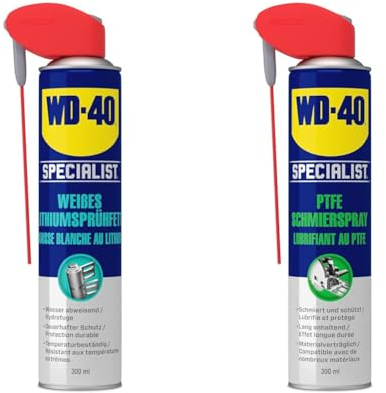 WD-40 Specialist Weißes Lithiumsprühfett Smart Straw 300ml & WD-40 Specialist PTFE Schmierspray Smart Aluminium Straw 300ml, Dose