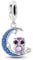 NARMO 925 Sterling Silber Charm Blau Mond&Eule Dangle Charms für Pandora Armbänder