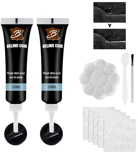 HASAIKA® Lederreparatur Creme, Kunstleder Reparaturset, Leder Restaurator,Reparatur Set für Autositze,Sofas, Lederjacke,Schuhe,Gürtel Kratzer,Löcher, Schwarz