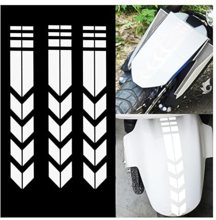 Adunsiaoto 3 Pezzi Adesivi del Parafango Anteriore del Motociclo, Universal Adesivo Decorativo Parafango Moto, Adesivo Freccia Impermeabile per Automobili/Bici/Motociclo/Camion(Bianco)