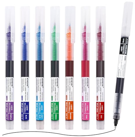 EYEYE Kunst-Fineliner, 1,0 mm Strichzeichnungsstift, 8 Stück, Flüssigtinte, Stifte zum Zeichnen, Schul- und Bürobedarf