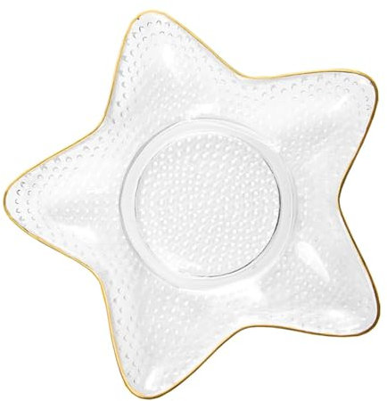 COLLBATH 1 Pc Plato De Estrella De Mar Porta Cubiertos Plato De Aperitivo Contenedor De Estrellas De Mar Lámina Plato De Joyería Platos En Forma De Estrella Cuenco Decorativo Vidrio Golden