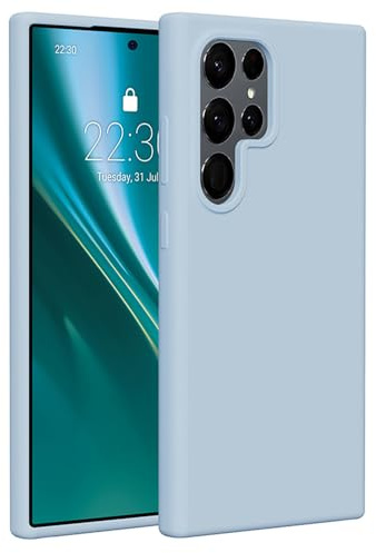Etteri Handyhülle für Samsung S24 Ultra Silikon Hellblau Matt 6,8 Zoll – Kompatibel mit Magnetzubehör – Hülle mit Kameraschutz – Kratzfest Stoßfest Schmutzabweisend – Perfekter Schutz für Smartphone