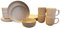 VISSEL Stoneware Dinner Set for 4 People - 16 Piece Matte Stoneware Microwave and Dishwasher Safe - Brushed Pink