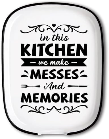 ANATTASOUL Ceramic Coffee Spoon Rest for Stove Top Kitchen Pattern 4.52x5.9 Large Teaspoon Holder, Heat Resistant Porcelain Kitchen Utensils Holder Decorative for Counter Cooking Lover Gifts