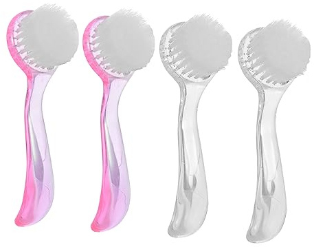 VICASKY 4pcs Handle Nail Scrubbing Brush with Cover, Long Handle Nail Cleaning Brush Set, Pink and Colors, Fingernail Cleaner for Home and Travel Use