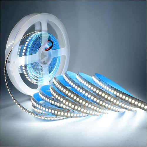 Tyun 12V LED Streifen Licht, 1200 LEDs Weiß 6000K 5 Meter Strip Flexibel Lichtband SMD 2835 IP20 Band Lichtleiste für Garten, Schlafzimmer, Küche Dekoration