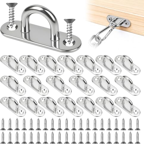 20 Pièces Plaque à Oeil en Acier Inoxydable Pontet Inox M5 avec Vis | Crochet Métal Forme U et Crochet Plafond pour suspendre des objets, fixation de tente de soleil et accessoires de bateau