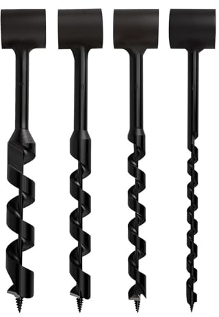 4Pcs Hand Auger Wood Drill, Bushcraft Gear Hand Auger Wrench, Manual Drill Eye Wrench High Hardness Survival Settlers Tool for Wilderness Woodworking (10/16/19/25-230mm)