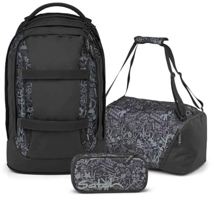 Satch Pack Schulrucksack Set 3tlg. inkl. Schlamperbox und Sporttasche (Street Ink)