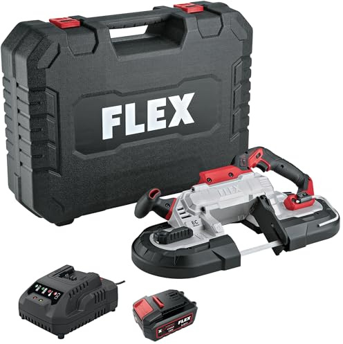 Flex Akku-Bandsäge SBE 127 18-EC + Arbeitstisch WB SBE 127 (inkl. Zubehör, Sägebänder, Akku-Bandsäge 18 V mit Arbeitstisch + Akku 5,0 Ah mit Ladegerät, Bandsäge für Stahl, mit Transportkoffer) 534517