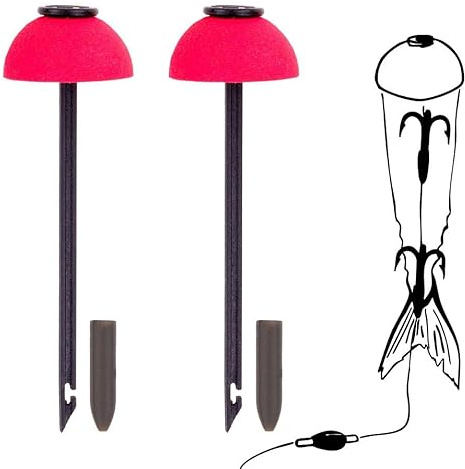 ZECK Fishing Pop Up Half‑Ball • 2 × halbrunde Eva‑Auftriebskörper • Mit Stäben & Sleeves • Für Köderfische über Grund • Auch für halbe Köfis & Fetzen