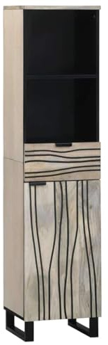 Yisssmeng Mobile lavandino bianco 38 x 33 x 160 cm, design moderno con porta, 4 ripiani in legno robusto, robusto telaio in acciaio, mobile salvaspazio per bagni piccoli e grandi