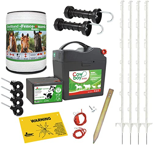 Koll Living Chevaux Kit de démarrage pour clôture 9 V poteaux de clôture Clôture électrique Pony Appareil pour clôture