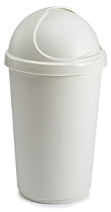 Plastic Bins Bullet Bin Recycling Waste Bin Rubbish Cardboard Plastic Disposal Dustbin Flip Top Flap Lid (30L, Cream)