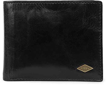 Fossil Ryan RFID-blockierendes Leder Bifold Wallet für Herren, Schwarzer Passcase, Einheitsgröße