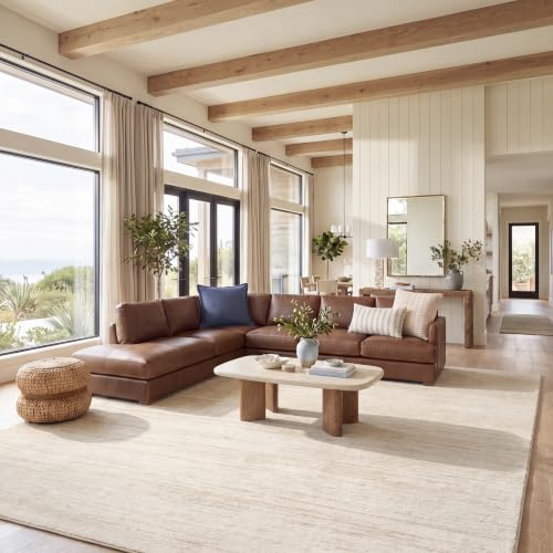 SAFAVIEH Modern Teppich für Wohnzimmer, Esszimmer, Schlafzimmer - Adirondack Collection, Kurzer Flor, Champagner und Sahne, 274 X 366 cm