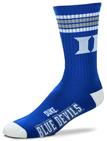 For Bare Feet Unisex-Erwachsene 4 Streifen Deuce NCAA Crew-Socken, Duke Blue Devils, Medium