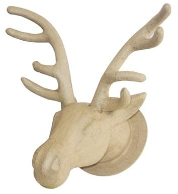 Decopatch Décopatch NO029O Trophée Rentier aus Pappmaché, 27 x 38 x 39 cm, zum Verzieren und Aufhängen, perfekt für Weihnachtsdeko, Kartonbraun