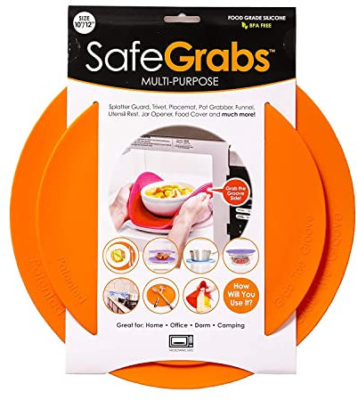 Multi-Purpose Silicone - Original Microwave Mat from Shark Tank | Splatter Guard, Trivet, Hot Pad, Pot Holder, Minimize Mess (BPA-Free, Heat Resistant, Dishwasher Safe), Set of 2, Orange