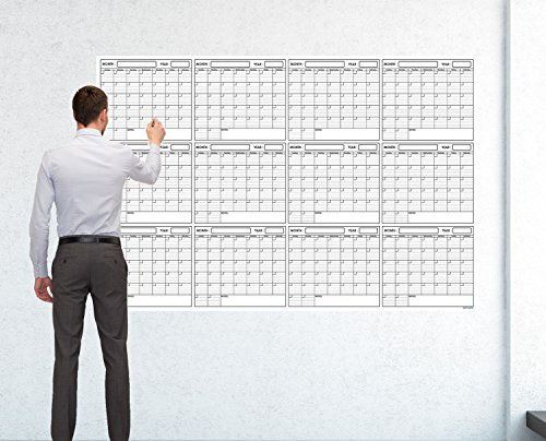 SwiftGlimpse 121,9 x 182,9 cm großes, radierbares, laminiertes Blanko-Jahres-Wandkalender-Poster, 12 Monate, wiederverwendbar, für Büro, Akademie oder Zuhause
