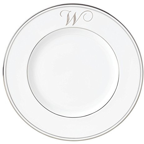 Lenox 870226 Federal Platinum Monogram Script W Accent Plate, Bone China
