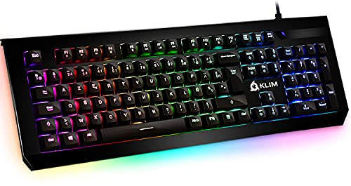 KLIM Domination Tastiera Meccanica AZERTY RGB - Blue Switches - Colpo veloce, preciso, piacevole - Garanzia 5 anni - Gaming Tastiera Meccanica Gamers - PC PS4 Personalizzazione dei Colori Totale