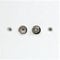 Loops TV Aerial Coaxial & F-Connector Satellite Wall Plate – Double/Dual 2 Gang Face Outlet – Single Flush Mounted Screw Fitting