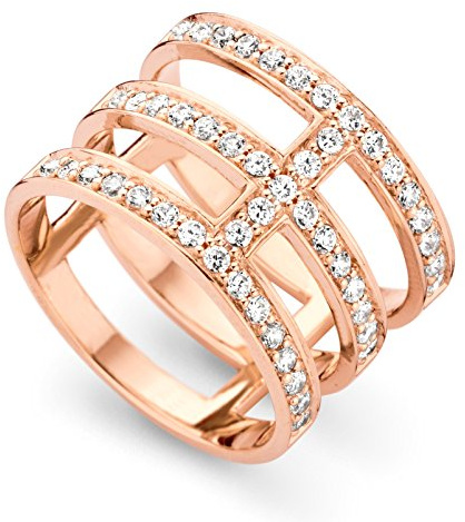 Orphelia Damen-Ring 925 Silber rhodiniert Zirkonia transparent Brillantschliff Gr. 52 (16.6)-ZR-7125/52