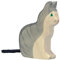 cama24com Katze sitzend Bauernhof Holzfigur Holzspielzeug von Holztiger mit Palandi® Sticker