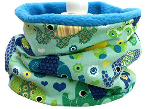 Kleine Könige Loop Schal Kinder Jungen bis 10 Jahre · Modell Elefant Elefantenparty türkis · Innen Fleece türkis · Made in Germany