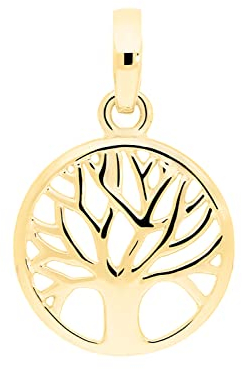 My Gold Ciondolo a forma di albero della vita, in vero oro giallo 375 (9 carati), rotondo, Ø 10 mm, mini albero Botany Small, Klein, Oro giallo, Nessuna pietra preziosa