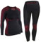 ALPIDEX Damen Funktionswäsche Thermounterwäsche Skiunterwäsche - atmungsaktiv, wärmend und schnell trocknend, Größe:S/M, Farbe:Black-Red