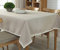 Ommda Tischdecke Leinen Abwaschbar Spitzenkante Tischwäsche Lang Rechteckig Pflegeleicht 140x200cm Beige
