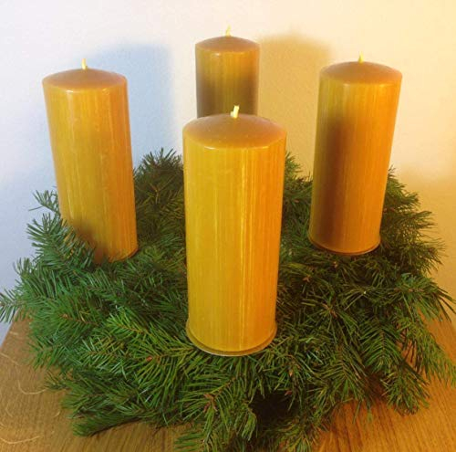 BienenBude I Bienenwachskerzen I SET: Adventskranz Kerzen I Handgefertigt I Direkt vom Imker (15 x 6 cm)