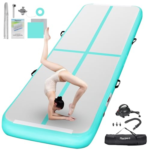 FBSPORT Trainingsmatte, 20 cm, Höhe, aufblasbar, Air Tumbling Track 5 m, Gymnastikmatte, aufblasbar, Tumbling, Gymnastikmatte, für Turner, Tumbling, Yoga, mit Pumpe