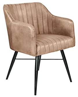 MASSIVMOEBEL24.DE Iron Label Stuhl #11 54x68x78, Farbe:beige, Anzahl:1 Stück, Material:Echtleder