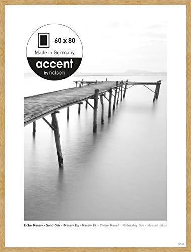 accent by nielsen Bilderrahmen, 60 x 80 cm, Holz, Eiche, Posterrahmen zum Aufhängen im Hoch- & Querformat, Echtglas, Scandic