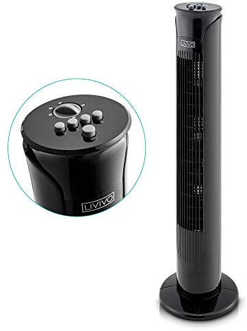 LIVIVO 32 Tower Fan with Remote - Timer Ultra Slim and Quiet and Powerful - Free Standing 45W Electric Fan with 3 Speed Settings and 90 Degree Oscillation Function (Black)