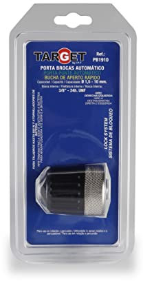 TARGET PB1910 - Portabrocas - Mandril - Rosca 3/8 - 24h. UNF - Broca 1,5-10 Milímetros - Automático - Profesional - Taladro hasta 500 Vatios