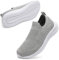 STQ Basket Femme Chaussure de Sport pour Femmes Mode et Marche San Lacet Running Confort Chic Respirantes Légères Slip on Casual Fitness Tennis Outdoor Gym Jogging Course Sneaker Gris Clair EU 38