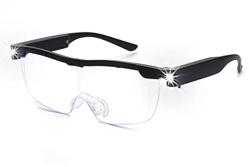 OKH Lupenbrille mit Licht, Wiederaufladbare LED Beleuchtete Vergrößerung Brillen, Anti Blaulicht, Mighty Bright Sight Hands Free Lupe für Naharbeit, Handwerk, Juweliere, Lesen, Hobby