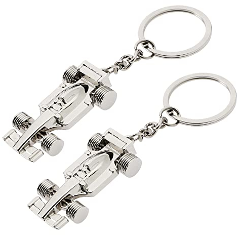 Be In Your Mind 2 Stück F1 Rennwagen Schlüsselanhänger Formel 1 Rennwagen Anhänger Charm aus Metall Besonderes Geschenk für Freunde Familie Liebhaber