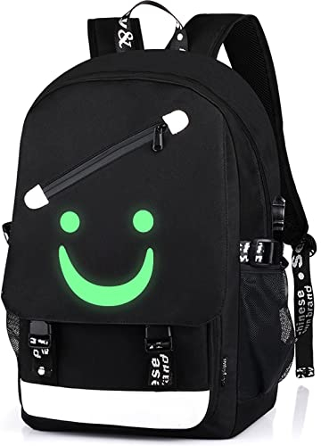 FEWOFJ Mochila escolar para niños, luminosa mochila escolar para niños adolescentes, Sonrisa