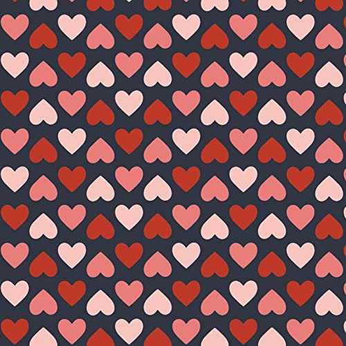 VmG-Store Jersey Stoffe Meterware zum Nähen Baumwolljersey Nähstoff Kinderstoff 140 cm breit III (Herzen Navy Jb044)