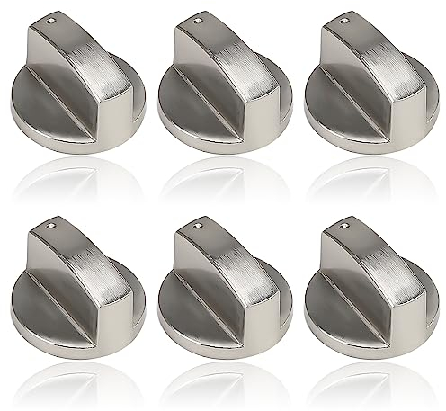 6 Pcs Gas Stove Knob, 6MM Universal Cooker Replacement Knobs, Durable Metal Surface Switch Control Stove Adaptors Knobs for Kitchen Cooktop, Gas Stove & Various Ovens, Precise Temperature Control